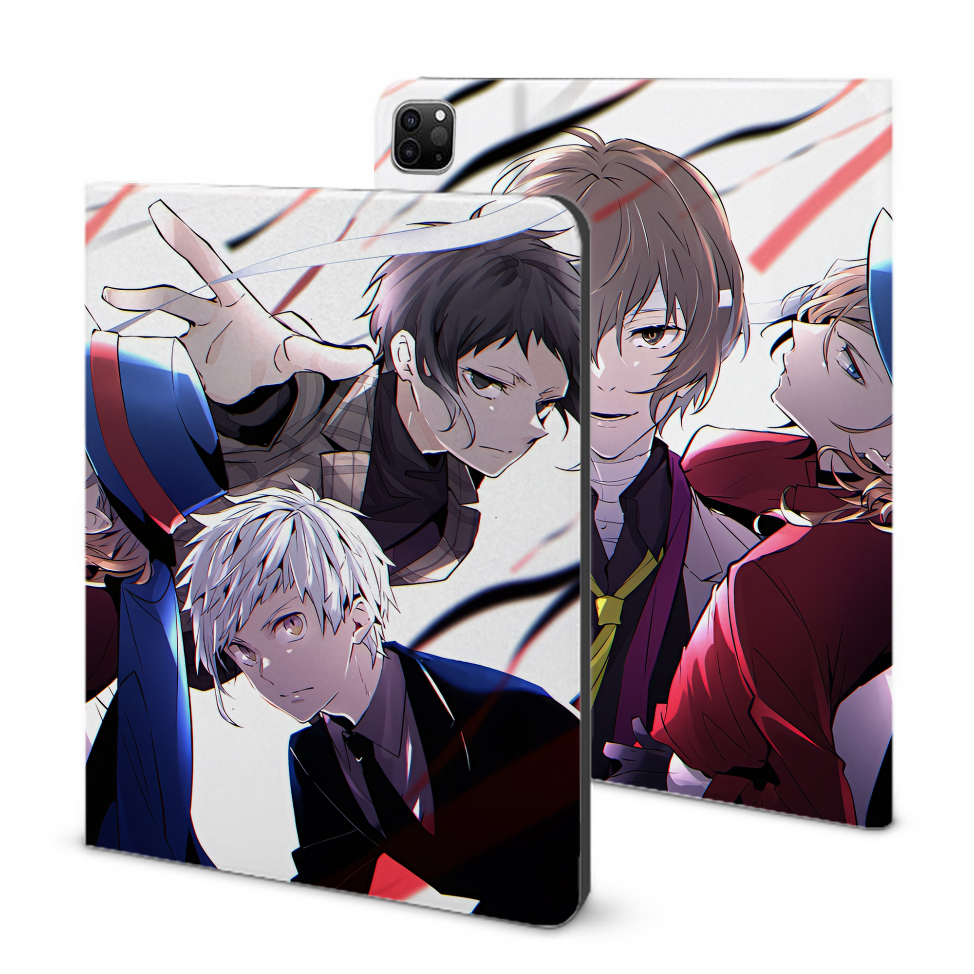 （画像用） 文豪ストレイドッグス Bungo Stray Dogs IPad ケース ブック型 PUレザー TPU 耐衝撃 軽量 薄型 ペン収納なし 全面保護 IPad 各モデル対応